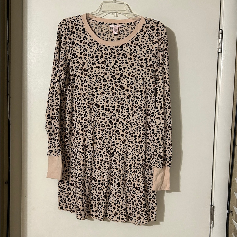 Victoria's Secret Beige and Black leopard print night shirt